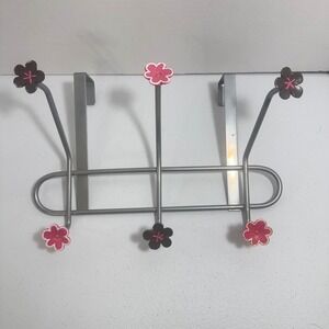 Y2K Kohl's Over the Door Hook Rack 6 Flower Hooks Metal Organizer Storage